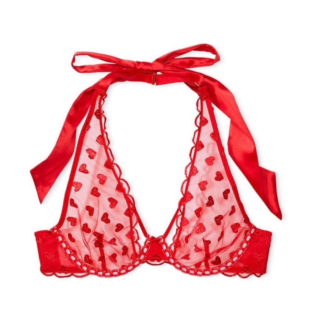 NWT VS Dream Angels Unlined Heart Embroidery Halter Bra